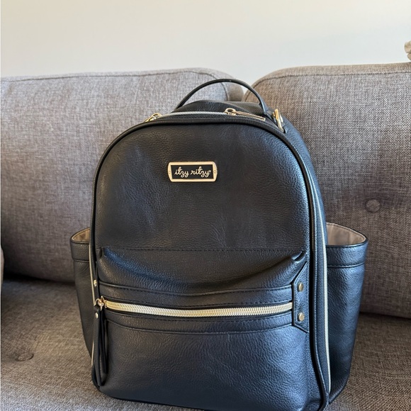 Itzy Ritzy Handbags - Itzy Ritzy Black Leather Baby Bag